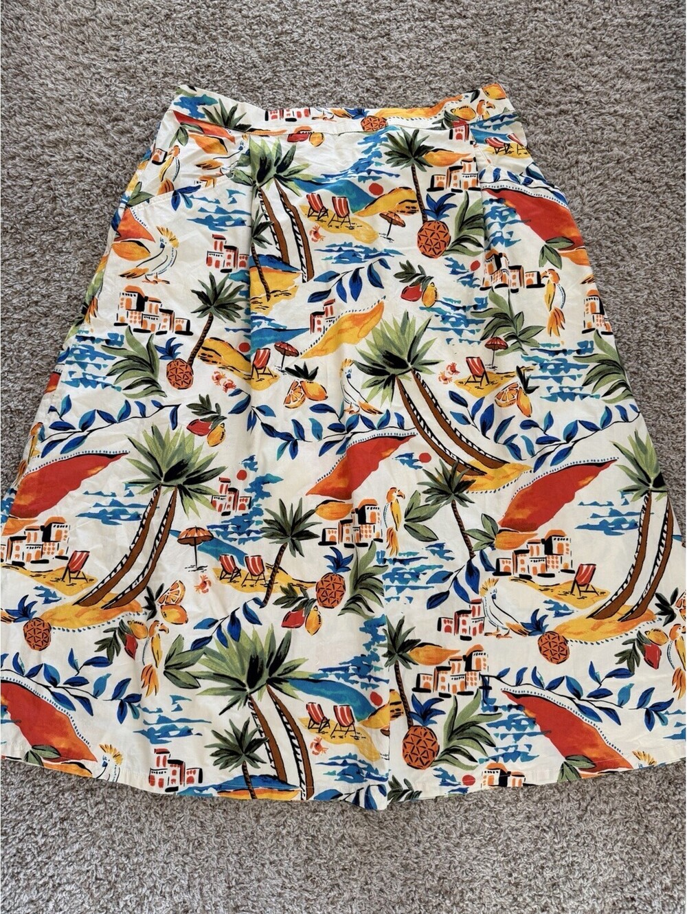 St. John’s Bay Tropical Print Midi Skirt Size XL Vacation Maximalist Summer